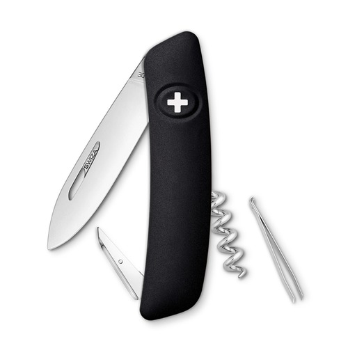 Swiza Pocket Knife black 6funct. including corkscrew blister