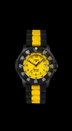 Traser H3 Uhr Lady Diver  Kautschuk Armband gelb schwarz
